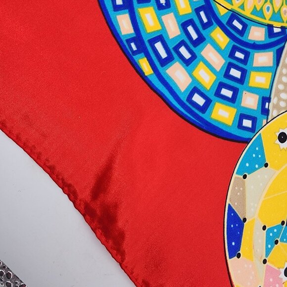 Womens 35x34.5" Colorful Abstract Silk Feel Polyester Square Scarf - Picture 6 of 8